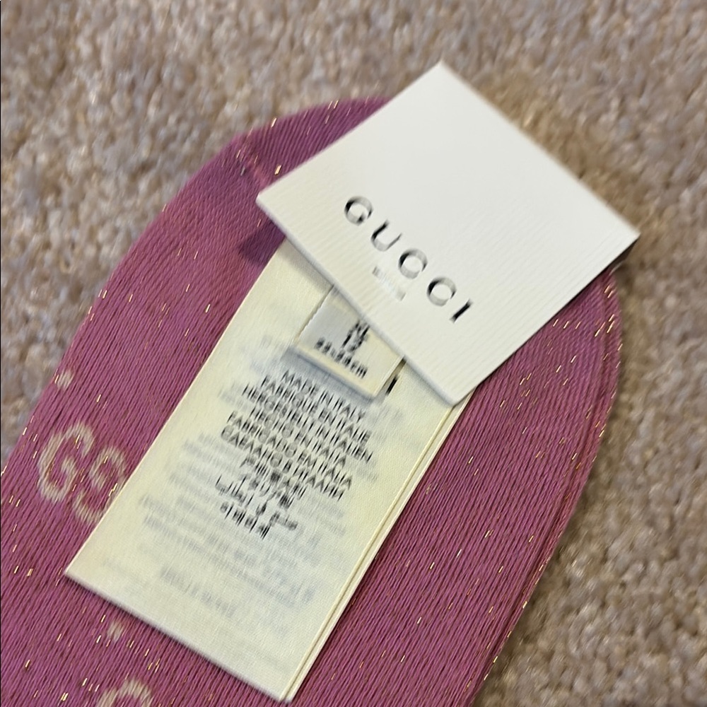 Gucci Pink Patterned Sock unisex fit women’s 8- 9 1/2 - Picture 3 of 5